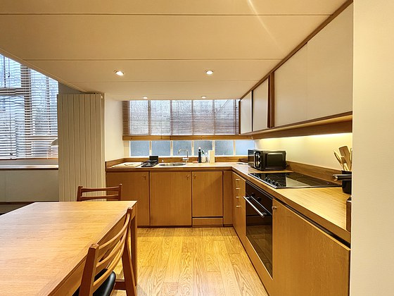 Kitchen with wooden floor