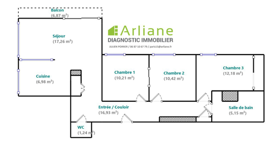 Apartamento Paris 15° - Plano interativo