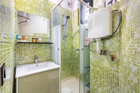 Bathroom with tile floor