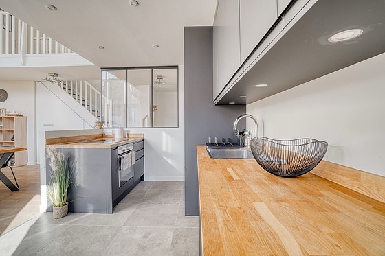 Kitchen with tile floor