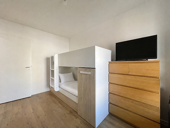 Bedroom with wooden floor