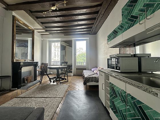 Living room with wooden floor