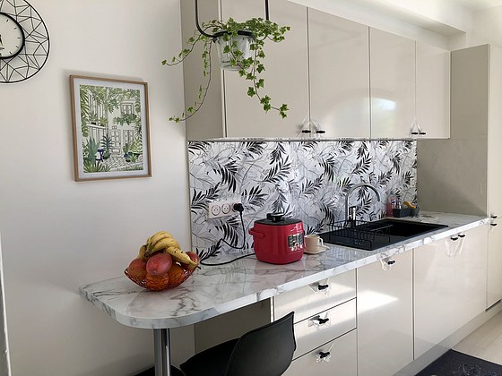 Kitchen with tile floor