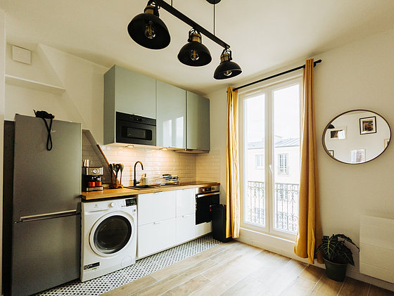 Kitchen with wooden floor