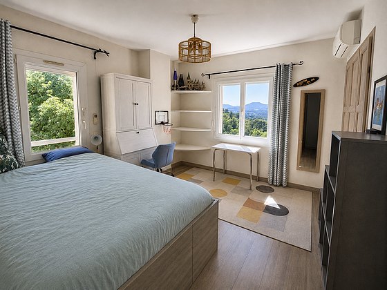 Bedroom with wooden floor
