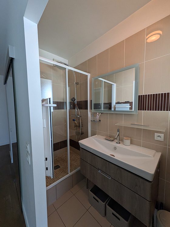 Bathroom with tile floor