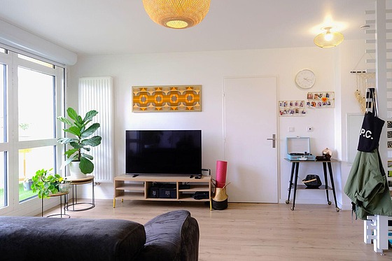Living room with wooden floor