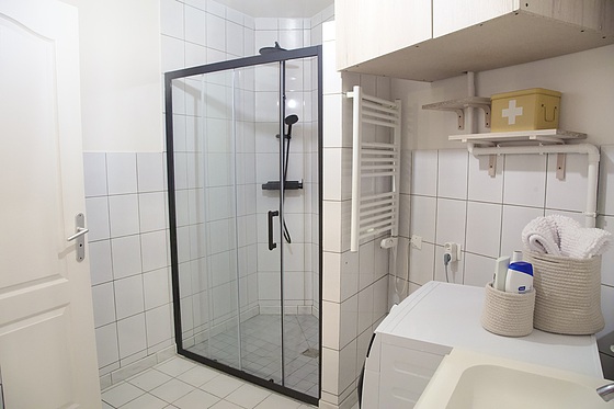 Bathroom with tile floor