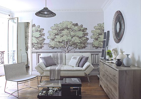 Living room furnished with sofa, coffee table, storage space, 4 chair(s)