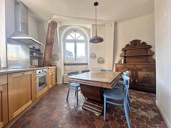 Beautiful kitchen with tile floor