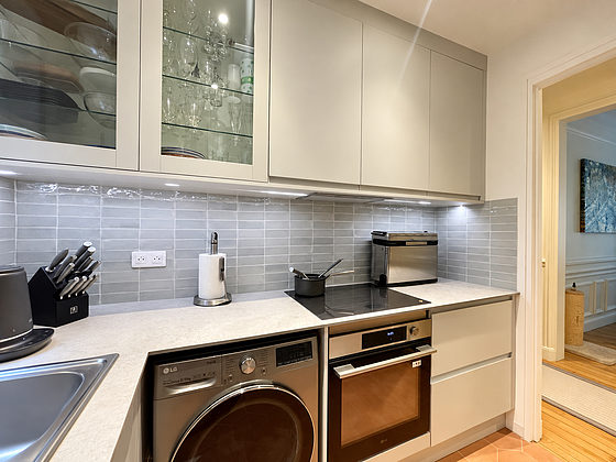 Kitchen equipped with crockery