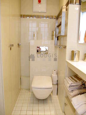 Bright bathroom with windows and with tilefloor