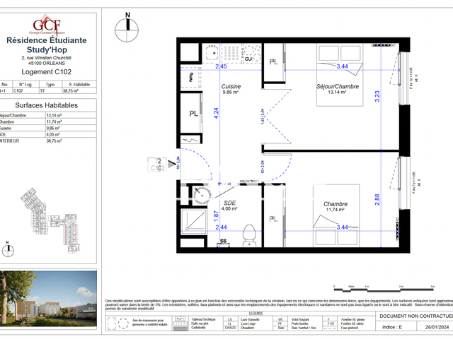 Orleans 1 dormitorio Apartamento