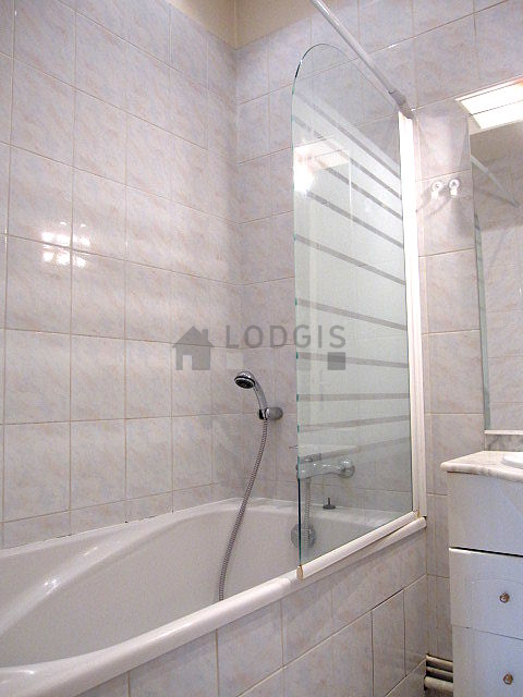 Beautiful bathroom with tile floor