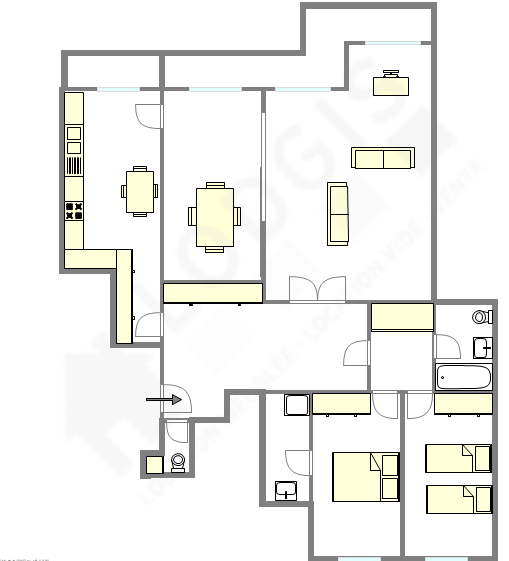 Wohnung Paris 13° - Interaktiven Plan
