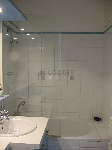 Bathroom equipped with shelves