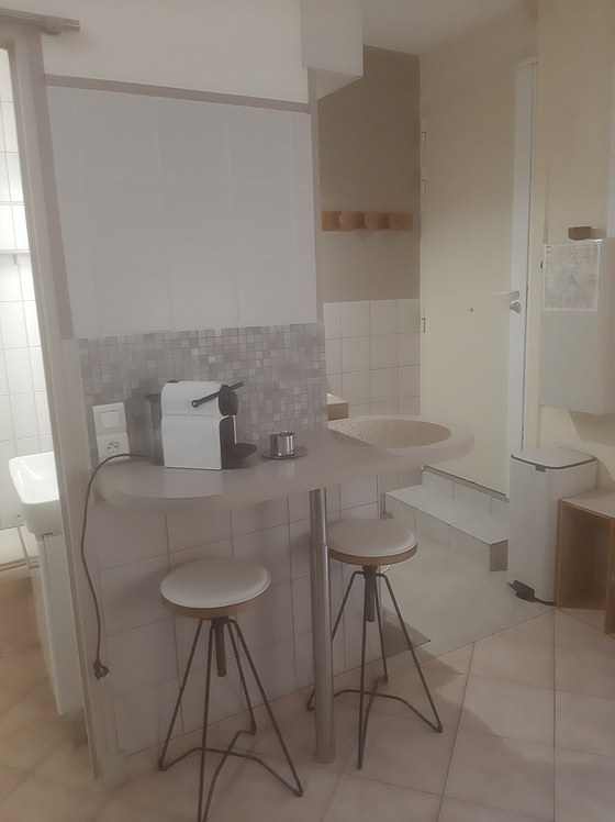 Living room with tile floor