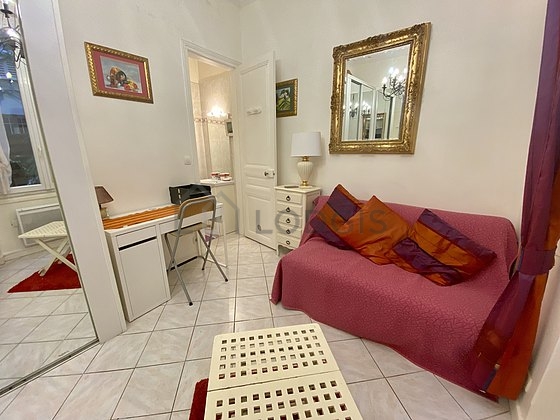 Living room with tile floor