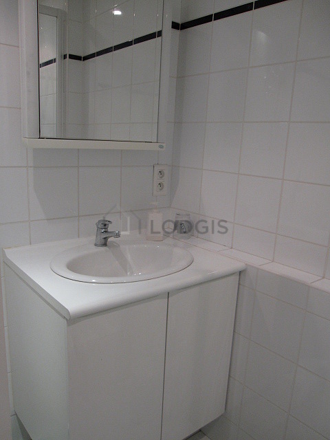 Beautiful and bright bathroom with tile floor
