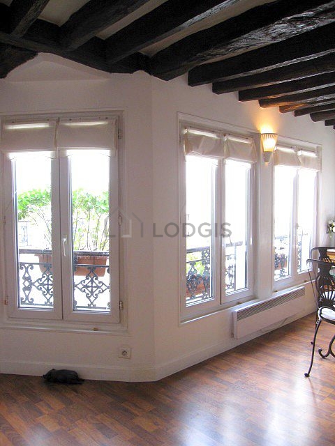 Quiet living room furnished with 1 sofabed(s) of 140cm, hi-fi stereo, cupboard, 4 chair(s)