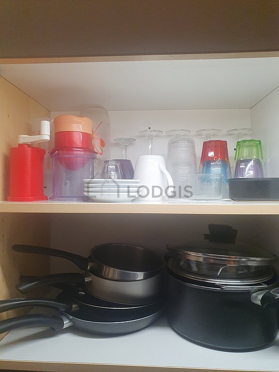 Kitchen equipped with crockery