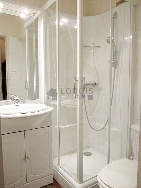Beautiful bathroom with wooden floor