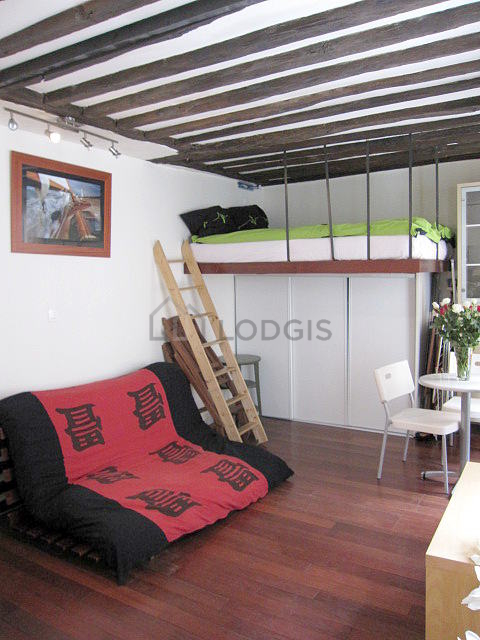Séjour très calme équipé de 1 futon(s) de 140cm, 1 lit(s) mezzanine de 140cm, télé, chaine hifi
