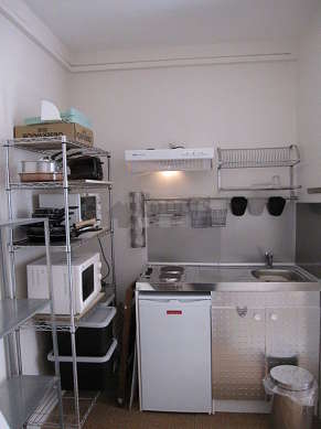 Kitchen equipped with hob, refrigerator, freezer, extractor hood