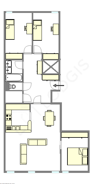 Квартира Париж 14° - Интерактивный план