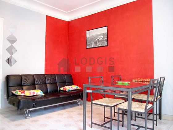 Very quiet living room furnished with 1 sofabed(s) of 120cm, tv, 4 chair(s)