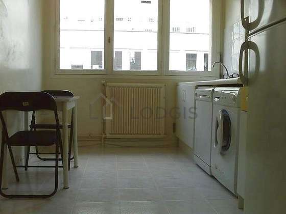 Kitchen where you can have dinner for 2 person(s) equipped with washing machine, refrigerator, crockery