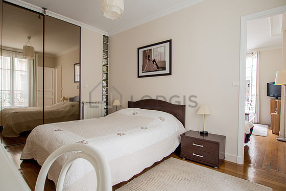 Bedroom with double-glazed windows facing the courtyard