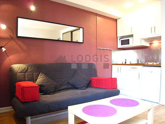 Very quiet living room furnished with 1 sofabed(s) of 140cm, tv, wardrobe, cupboard