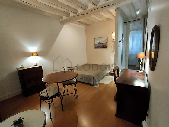 Living room furnished with 1 bed(s) of 160cm, tv, dvd player, 1 armchair(s)