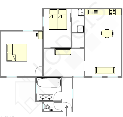 Apartamento Paris 3° - Plano interativo